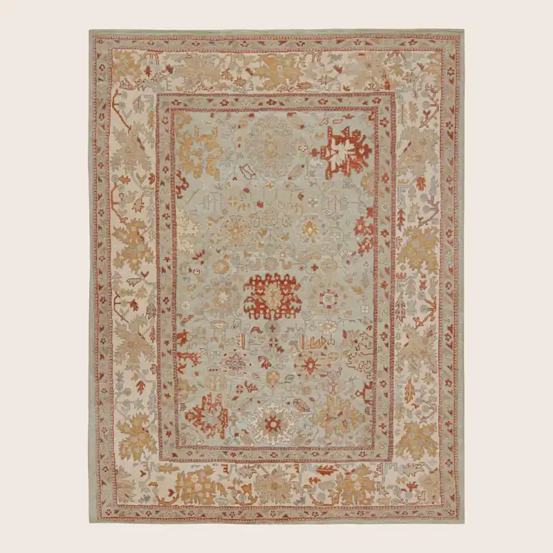 Beige Traditional Silk Rug - 8'11" x 11'11"