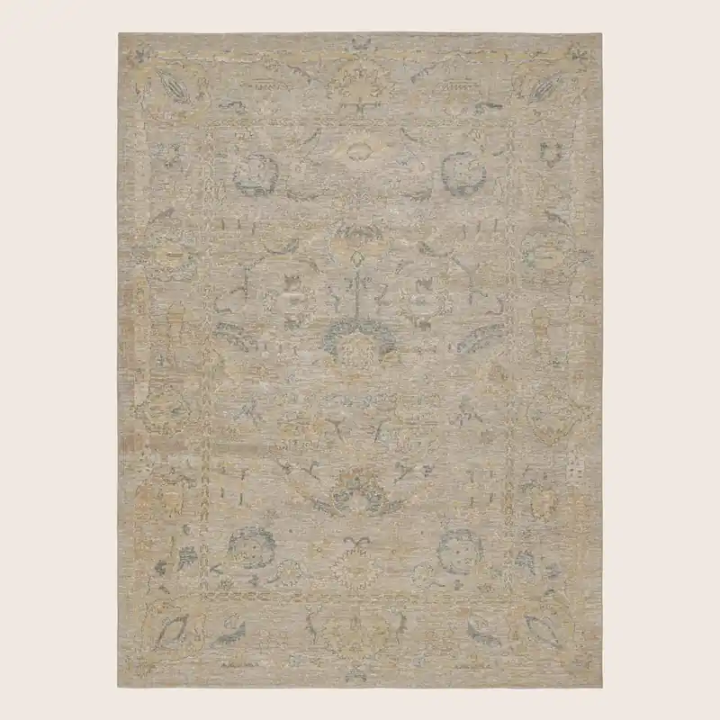 Beige Traditional Silk Rug - 9'2" x 12'6"