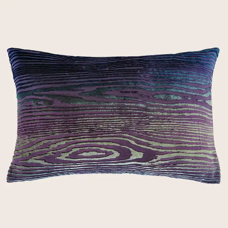 Woodgrain Velvet Pillow, Peacock - Kevin O'Brien (Drop Ship)