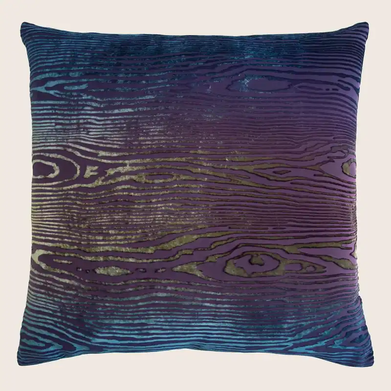 Woodgrain Velvet Pillow, Peacock - Kevin O'Brien (Drop Ship)