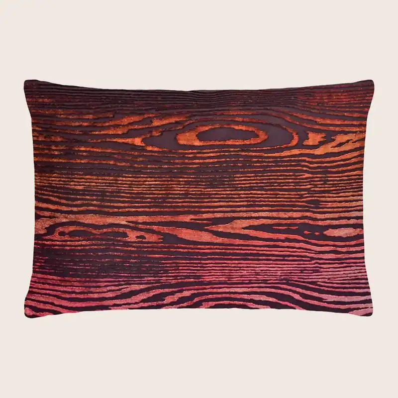 Woodgrain Velvet Pillow, Wildberry - Kevin O'Brien (Drop Ship)