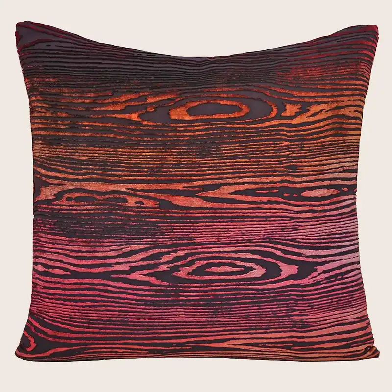 Woodgrain Velvet Pillow, Wildberry - Kevin O'Brien (Drop Ship)