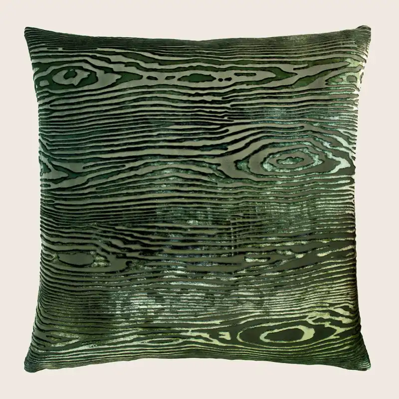 Woodgrain Velvet Pillow, Evergreen - Kevin O'Brien (Drop Ship)
