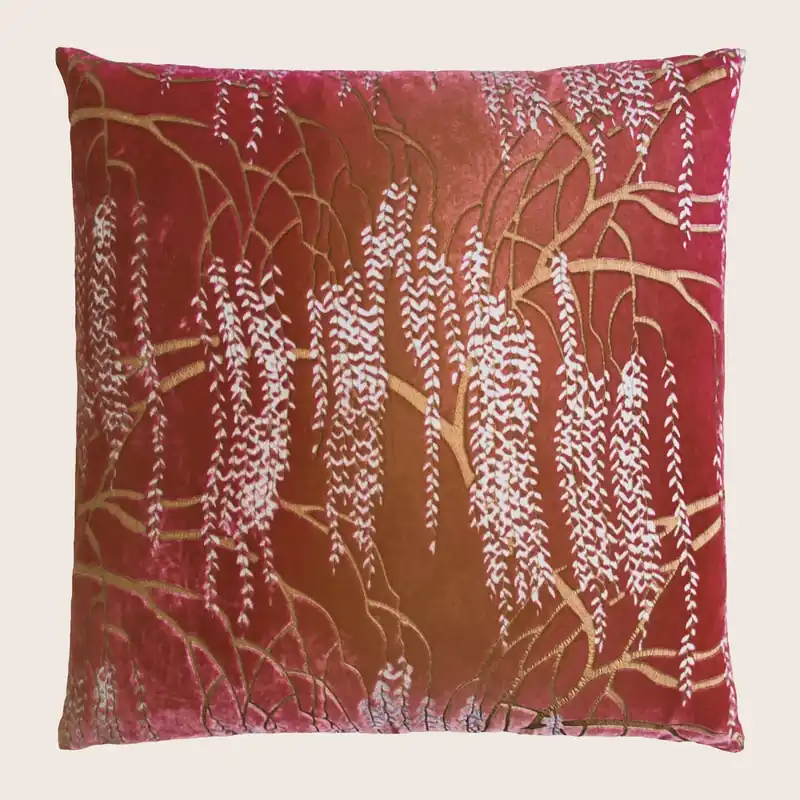Willow Metallic Velvet Pillow, Wildberry - Kevin O'Brien (Drop Ship)