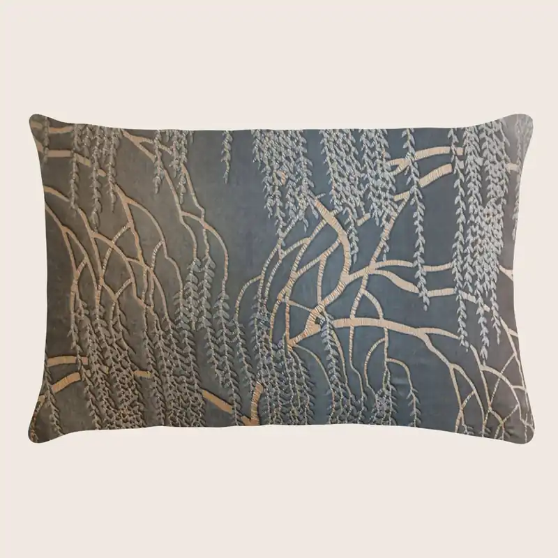 Willow Metallic Velvet Pillow, Gunmetal - Kevin O'Brien (Drop Ship)