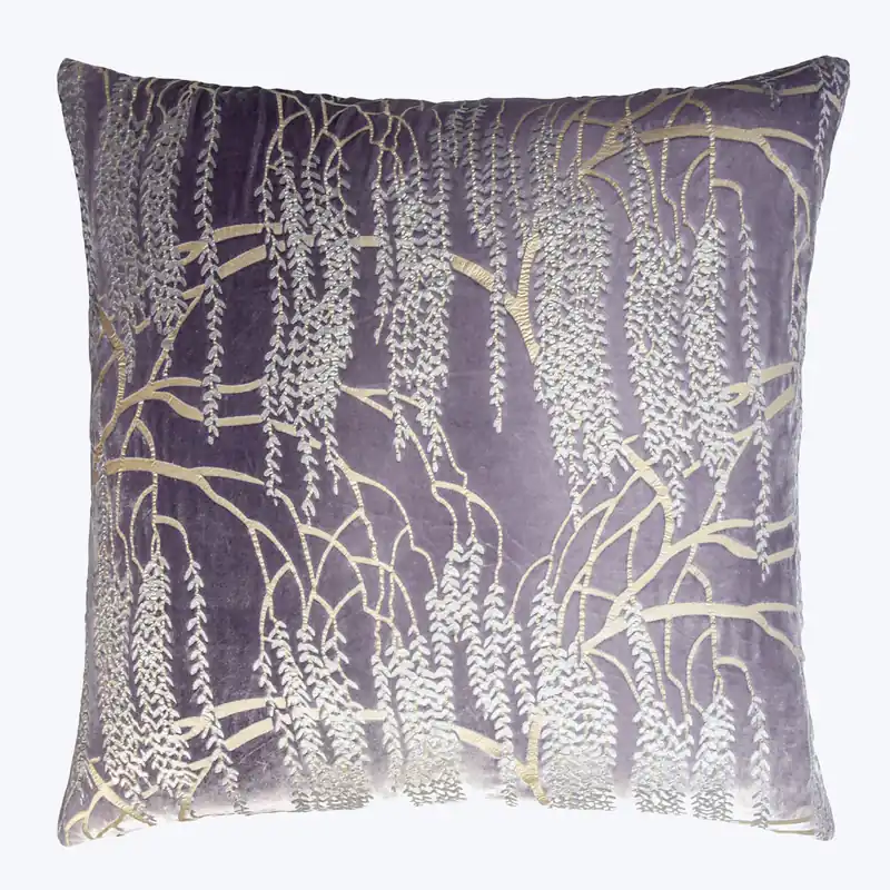 Willow Metallic Velvet Pillow, Thistle - Kevin O'Brien (Drop Ship)