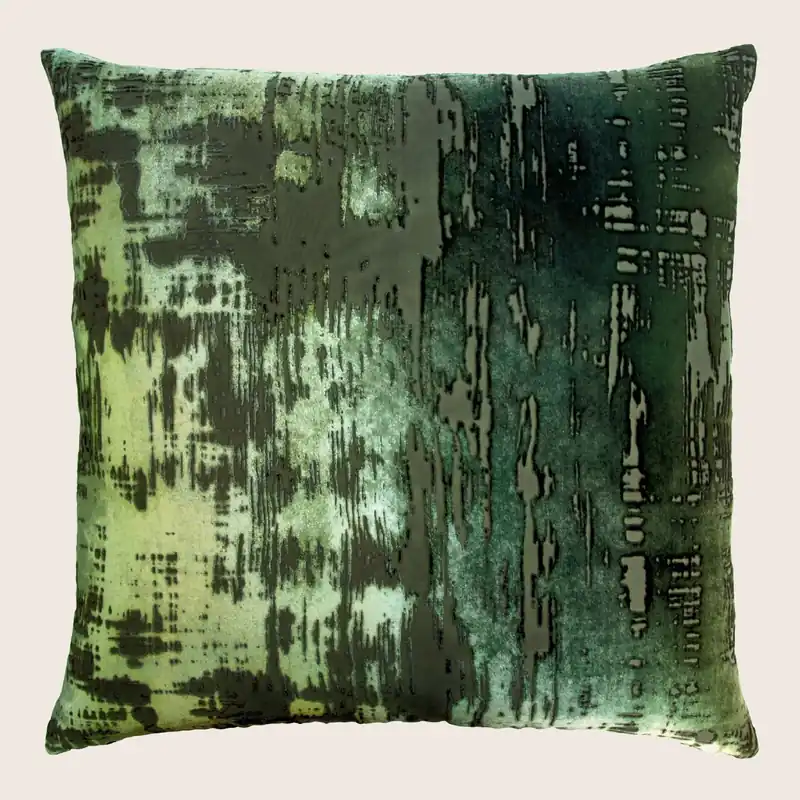 Brushstroke Velvet Pillow, Evergreen - Kevin O'Brien (Drop Ship)