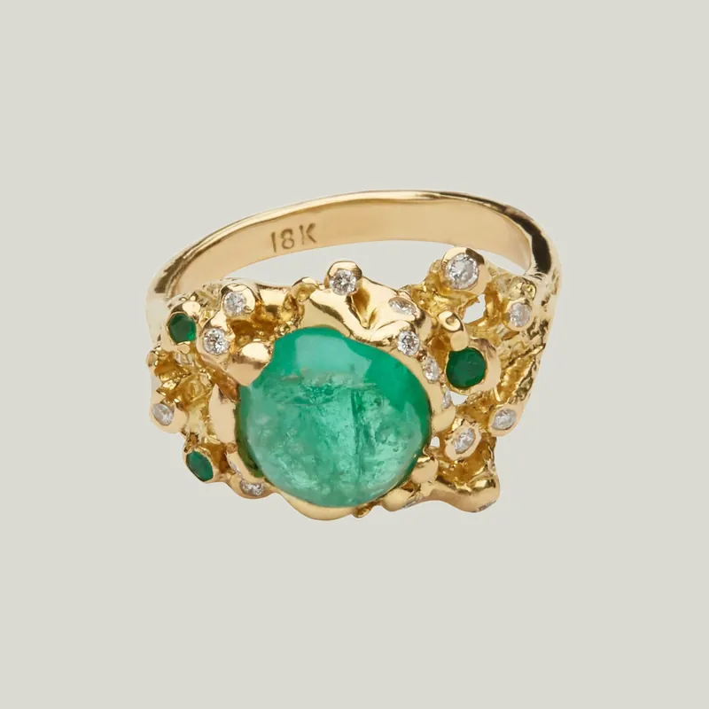 Green Grotto Zambian Emerald and Diamond Ring - Kimberlin Brown (Consigned)