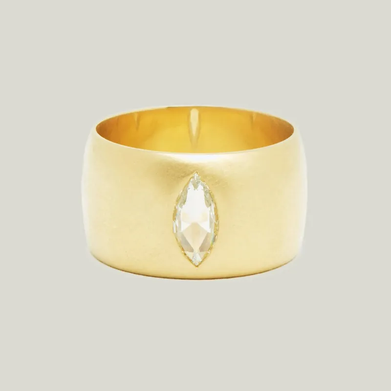Wide Gypsy Band With Marquise Rose Cut - Diana Mitchell (Consigned)