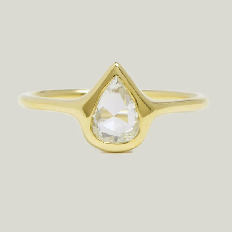 Small Carved Ring Pear Rose Cut - Diana Mitchell (Consigned)