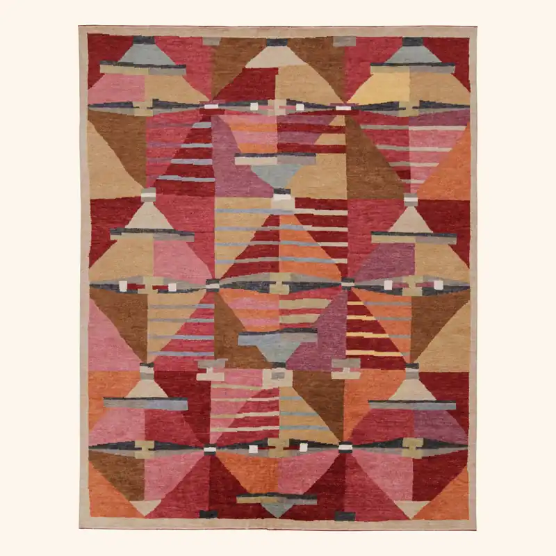 Red Modern Wool Rug - 9'6" x 12'
