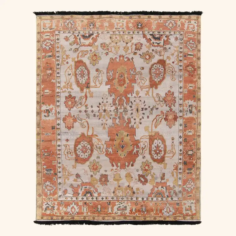 White Traditional Wool Rug - 8'1" x 10'1"