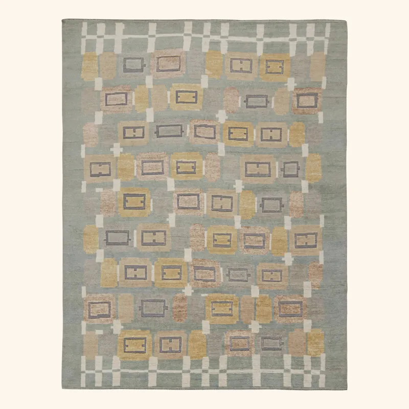 Blue Modern Wool Blend Rug - 9'2" x 11'10"