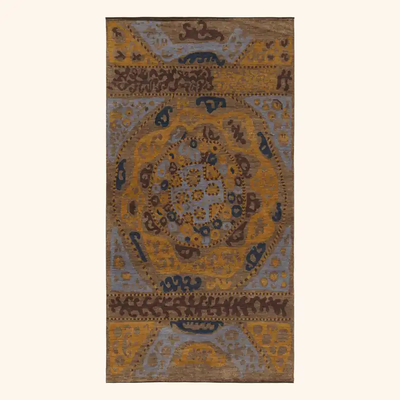 Yellow Traditional Wool Rug - 5'1" x 9'9"