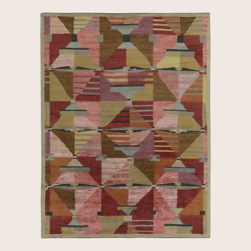 Pink Modern Wool Rug - 8'11" x 11'10"