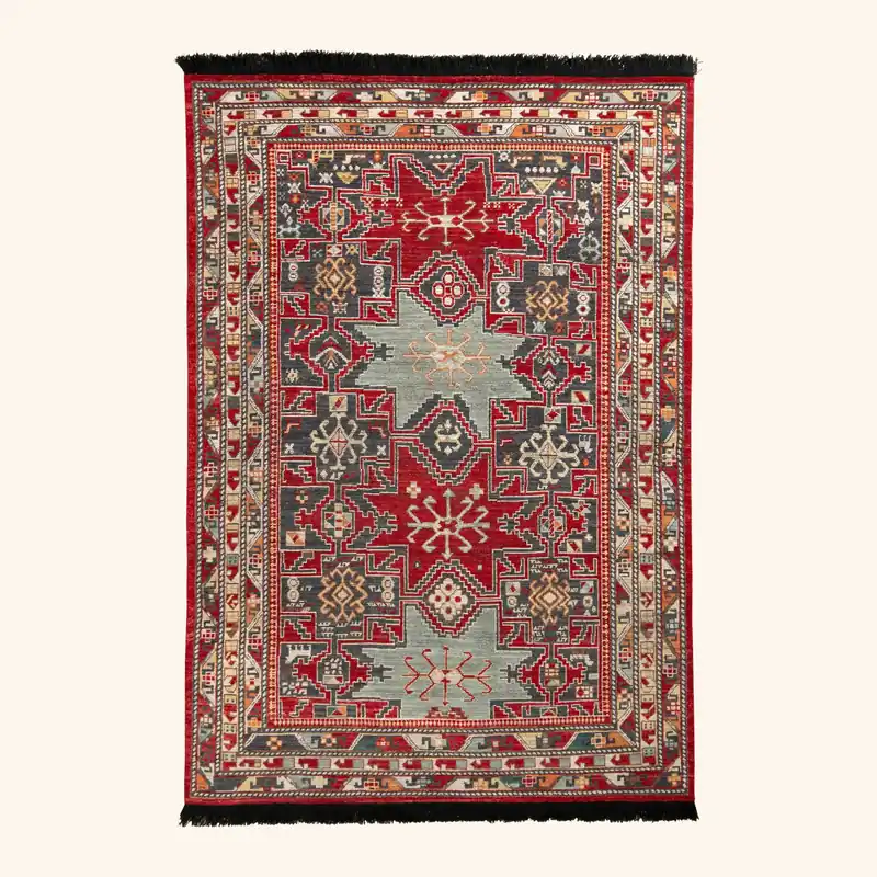Red Traditional Wool Rug - 6' x 8'10"