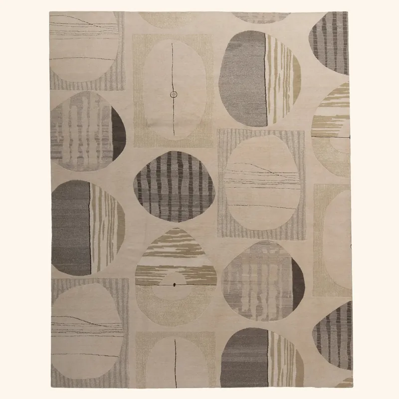 Silver & Sand Modern Silk Cotton Blend Rug - 8' x 10'
