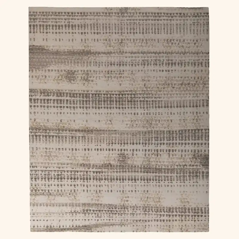 Silver Modern Wool Silk Blend Rug - 8' X 10'