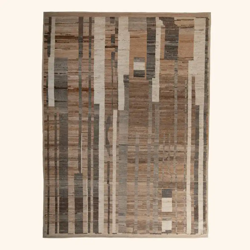 Brown Modern Wool Rug - 9'1" x 11'11"