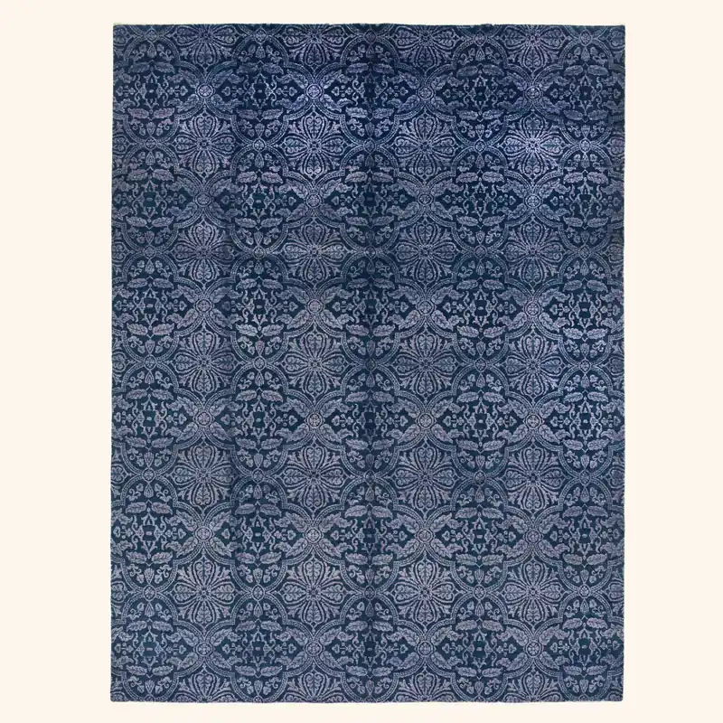 Blue Modern Wool Rug - 8' x 10'1"