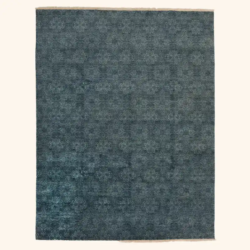 Blue Modern Wool Rug - 8' x 10'2"