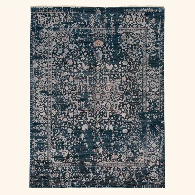 Blue Modern Wool Blend Rug - 8'2" x 10'3"