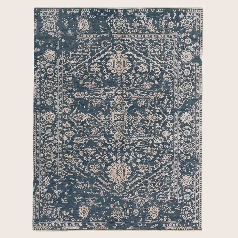 Blue Modern Wool Blend Rug - 8' x 10'1"