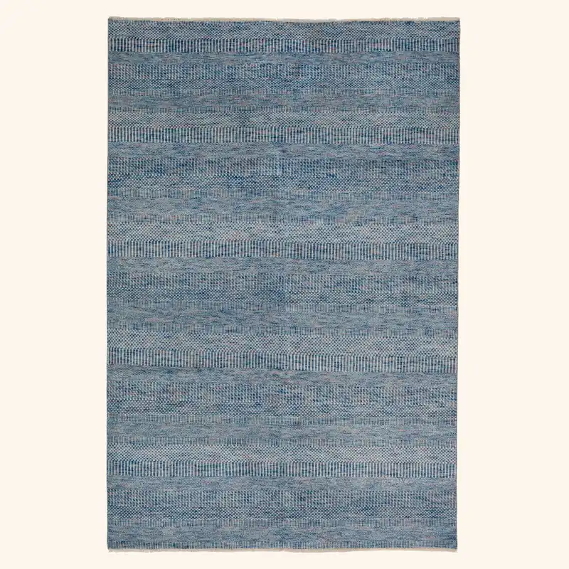 Blue Modern Wool Blend Rug - 6'2" x 9'2"