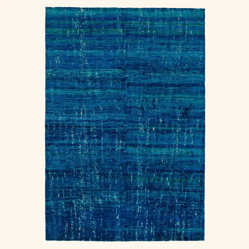Blue Modern Silk Cotton Blend Rug - 5'10" x 8'6"