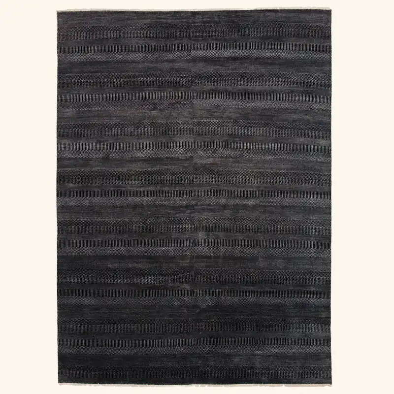 Black Modern Wool Rug - 10'1" x 13'10"