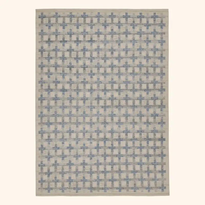 Blue Swedish Flatweave Rug - 10'1" x 14'