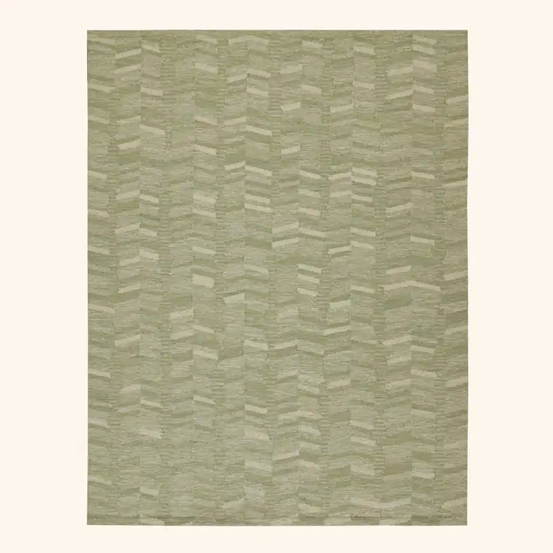 Green Swedish Flatweave Wool Rug - 9'2" x 12'