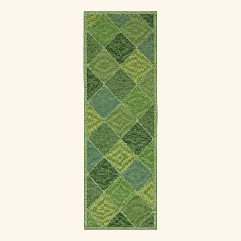 Green Swedish Flatweave Runner - 4'2" x 12'4"