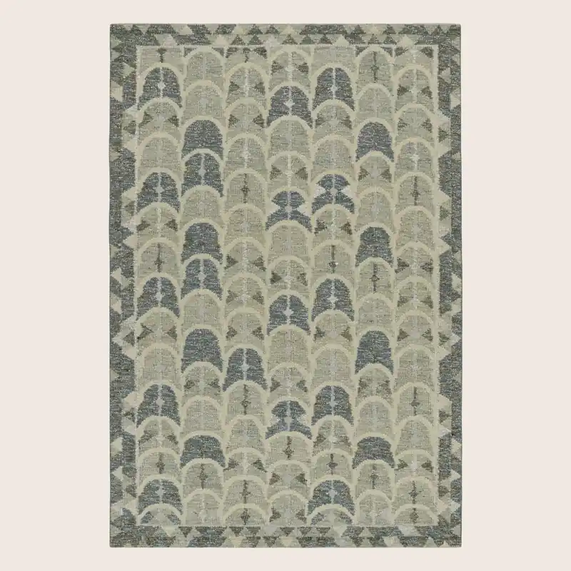 Grey Swedish Flatweave Wool Cotton Blend Rug - 6'1" x 9'