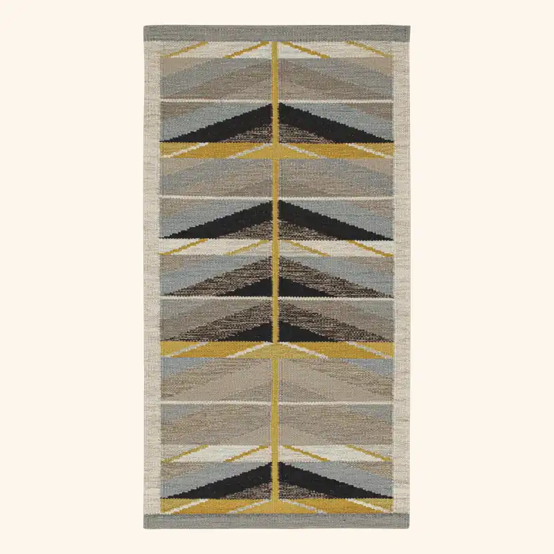 Beige Swedish Flatweave Wool Rug - 3'5" x 6'5"