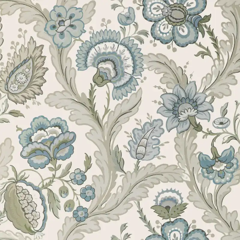 Amelia Floral Wallpaper, Aqua Sage - Kravet