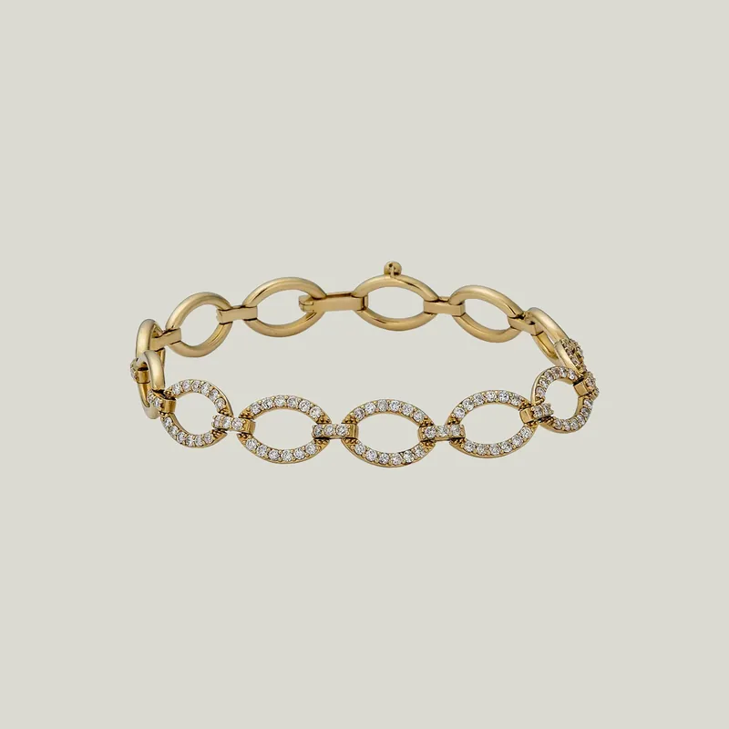 14K Yellow Gold And Diamond Chain Bracelet - Odeon Collection (Leased)