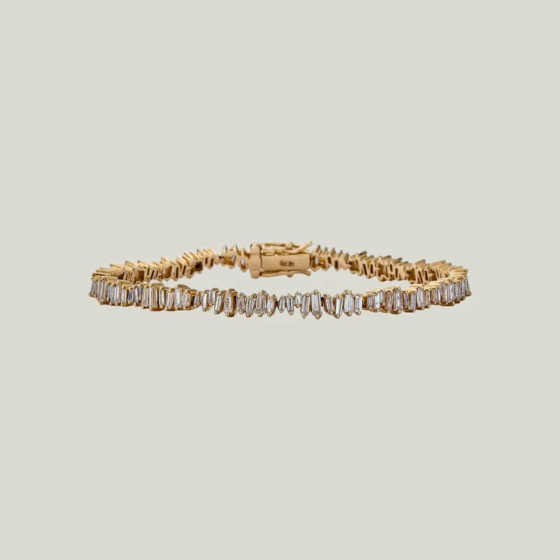 14K Yellow Gold "Broken Glass" Full Diamond Bracelet - Odeon Collection (Leased)