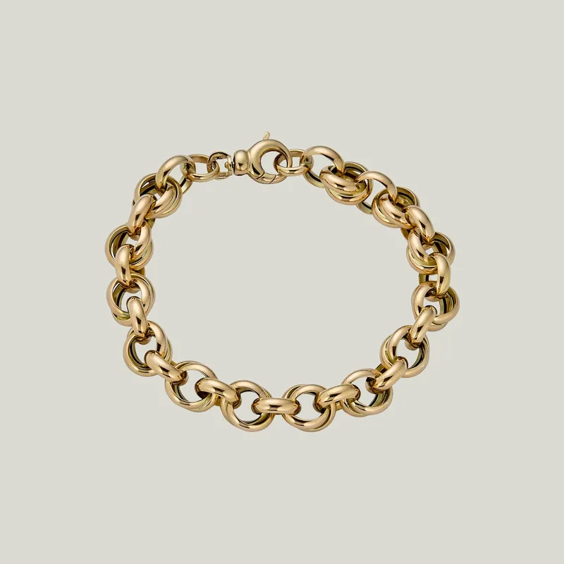 14K Yellow Gold Chunky Round Link Bracelet - Odeon Collection (Leased)