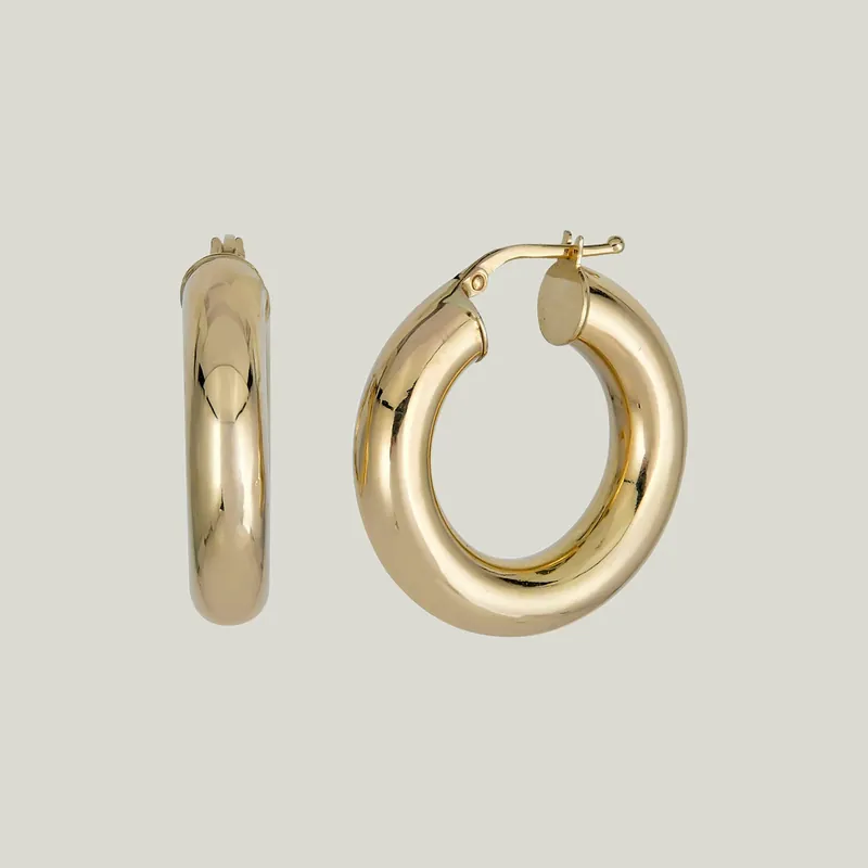 14K Yellow Gold Chunky Hoop Earring - Odeon Collection (Leased)