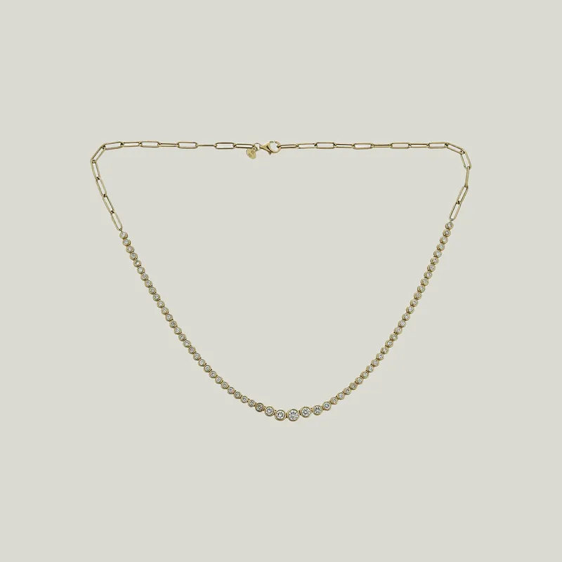 14K Yellow Gold Diamond Tennis Necklace - Odeon Collection (Leased)