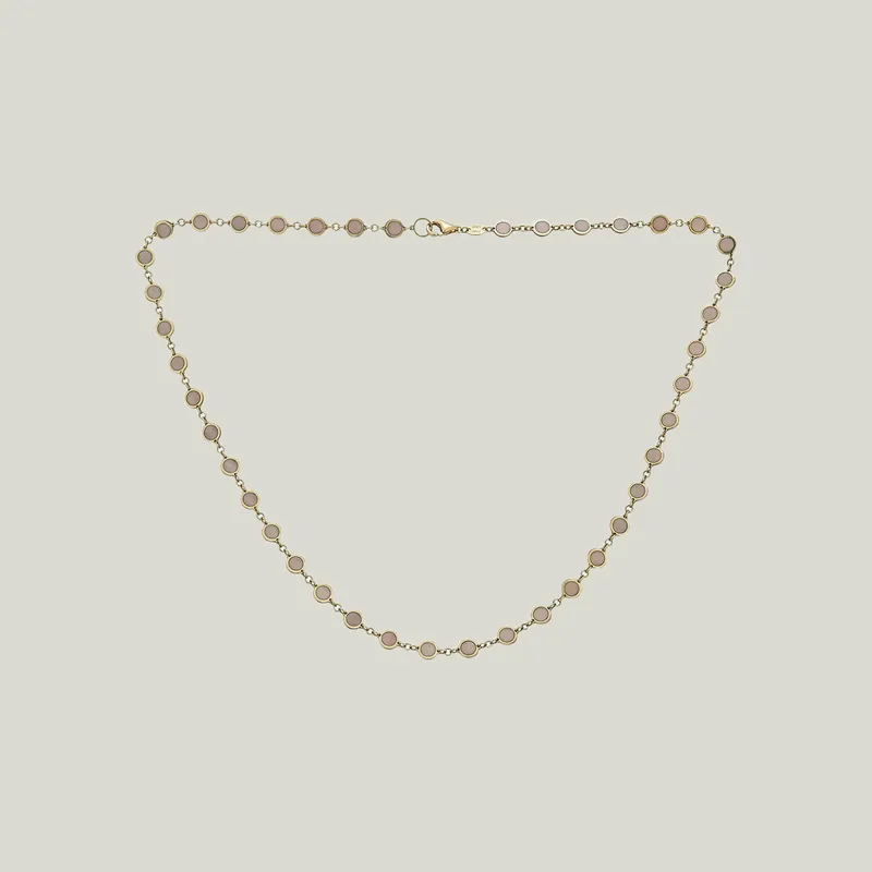 14K Yellow Enamel Disc Necklace - Odeon Collection (Leased)