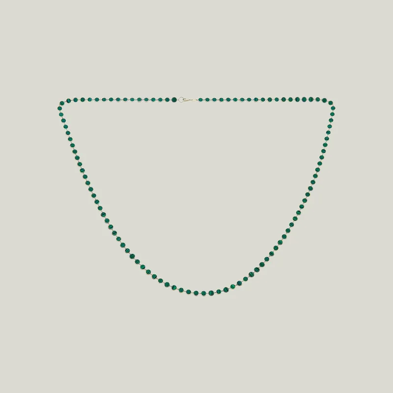 14K Yellow Gold Malachite Disc Necklace - Odeon Collection (Leased)