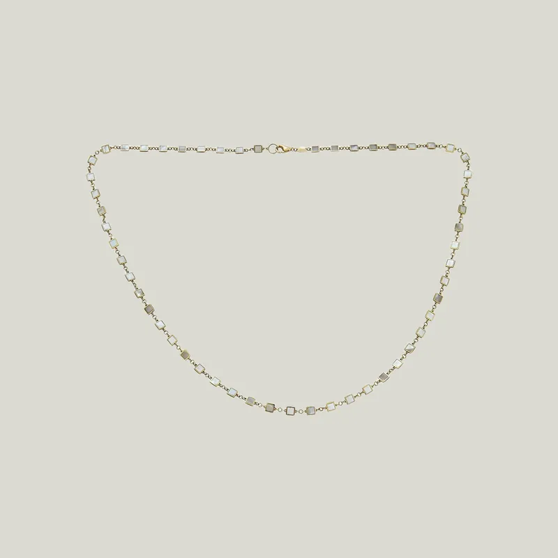 14K Yellow Gold Mother-Of-Pearl Square Necklace