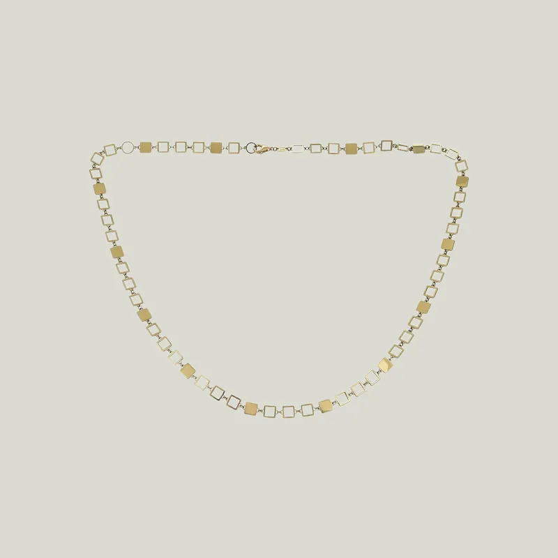 14K Yellow Gold Square Necklace - Odeon Collection (Leased)