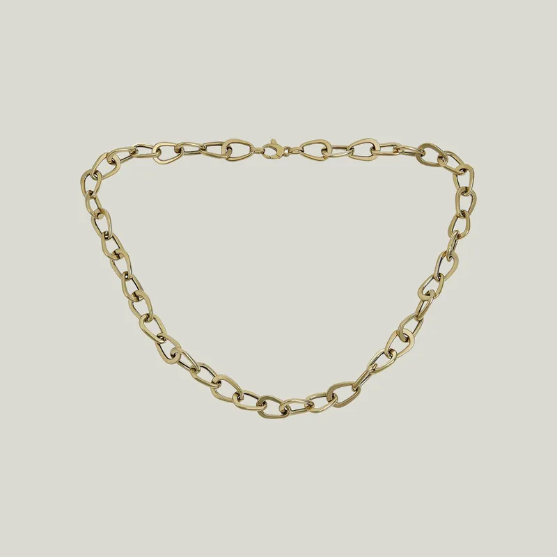 14K Yellow Gold Modern Link Necklace - Odeon Collection (Leased)