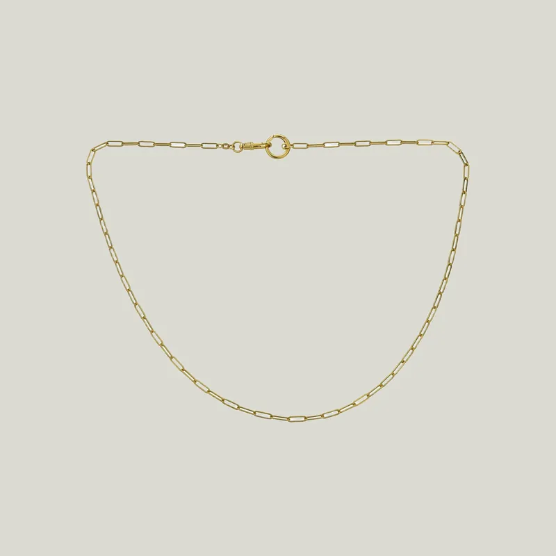 14K Yellow Gold Paper Clip With Charm Clasp Necklace - Odeon Collection (Leased)