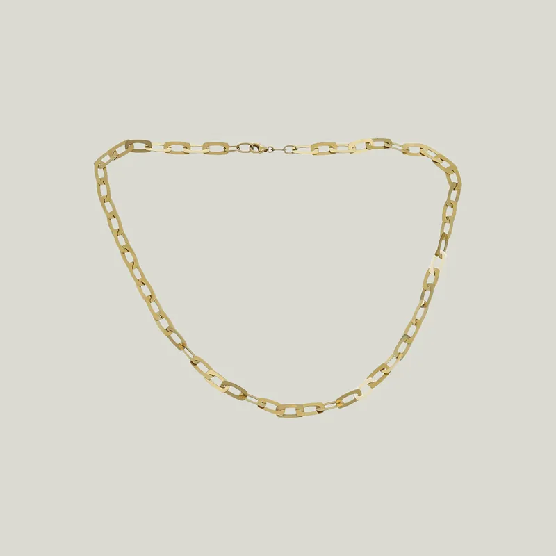 14K Yellow Gold Flat Link Necklace - Odeon Collection (Leased)