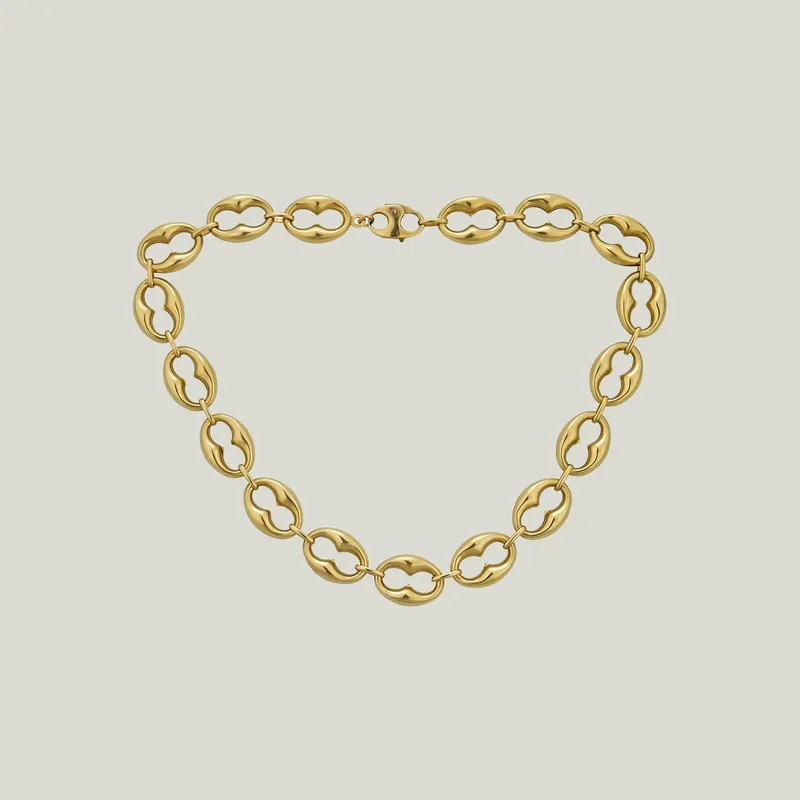 14K Yellow Gold Puffed Coffee Bean Necklace - Odeon Collection (Leased)