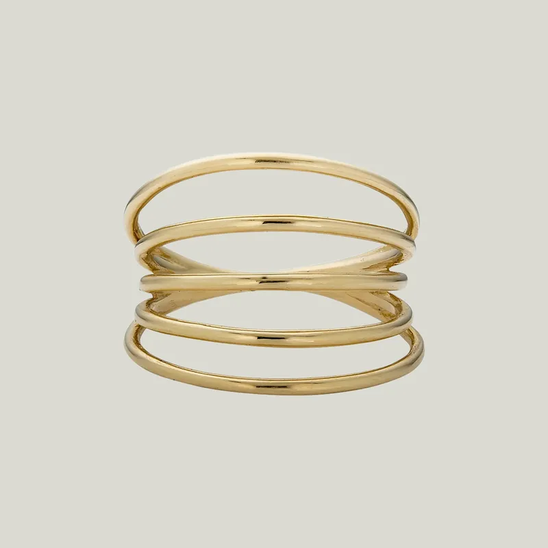 14K Yellow Gold Bands Ring - Odeon Collection (Leased)